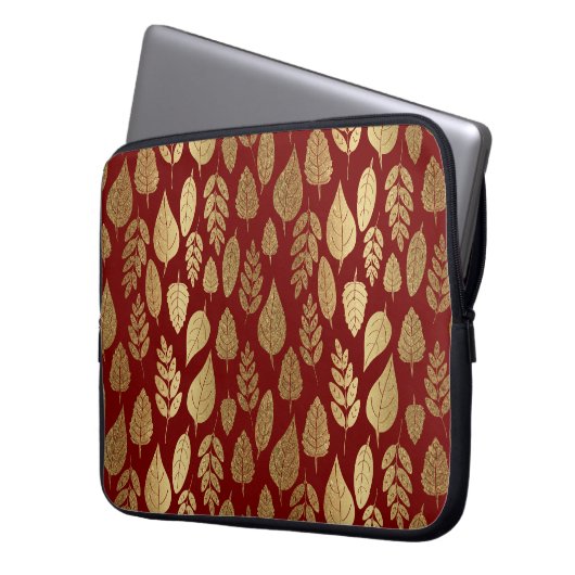 Muster aus Gold und Rotem Lef Laptopschutzhülle (Vorderseite Links)