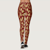 Muster aus Gold und Rotem Lef Leggings (Rückseite)