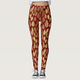 Muster aus Gold und Rotem Lef Leggings