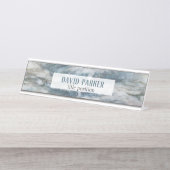 Muster aus grauem und blauem Marmor Schreibtischnamensplakette (Vorderseite )