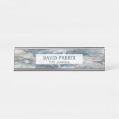 Muster aus grauem und blauem Marmor Schreibtischnamensplakette (Vorderseite )