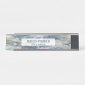 Muster aus grauem und blauem Marmor Schreibtischnamensplakette (Vorderseite )