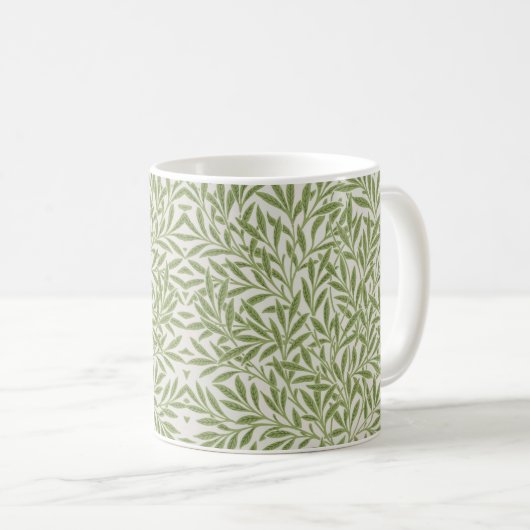 Muster aus grünen, blättrigen Zweigen  Kaffeetasse (VorderseiteRechts)