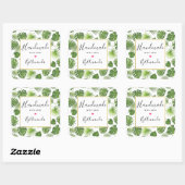 Muster aus grünen tropischen Blätter der Liebe Quadratischer Aufkleber (Blatt)