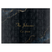 Muster aus kundenspezifischem Marmor, Blauer Akzen Schneidebrett (Vorderseite)