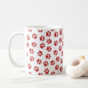 Muster aus Pfoten, Hundepfoten, rote Pfoten Kaffeetasse