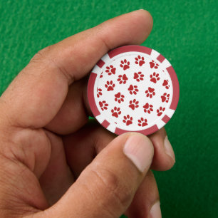 Muster aus Pfoten, Hundepfoten, rote Pfoten Pokerchips