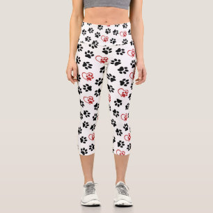 Muster aus Pfoten, schwarzen Pfoten, roten Pfoten, Capri Leggings
