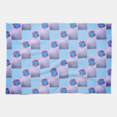 Muster aus Quadraten und blauen Blüten Geschirrtuch (Horizontal)
