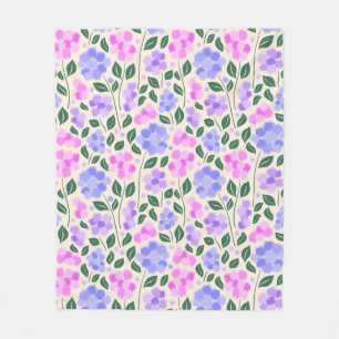 Muster aus rosa, lila und blauen Blumen Fleecedecke