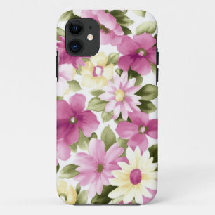 Muster aus rosa und gelben Blumen iPhone 11 Hülle