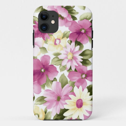 Muster aus rosa und gelben Blumen Case-Mate iPhone Hülle (Rückseite)