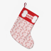 Muster aus roten Kerzen und Knochen mit Namen Kleiner Weihnachtsstrumpf (Vorderansicht (hängend))