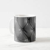 Muster aus schwarzem echtem Leder mit Kaffeetasse (Vorderseite Links)