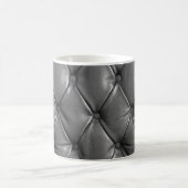 Muster aus schwarzem echtem Leder mit Kaffeetasse (Mittel)