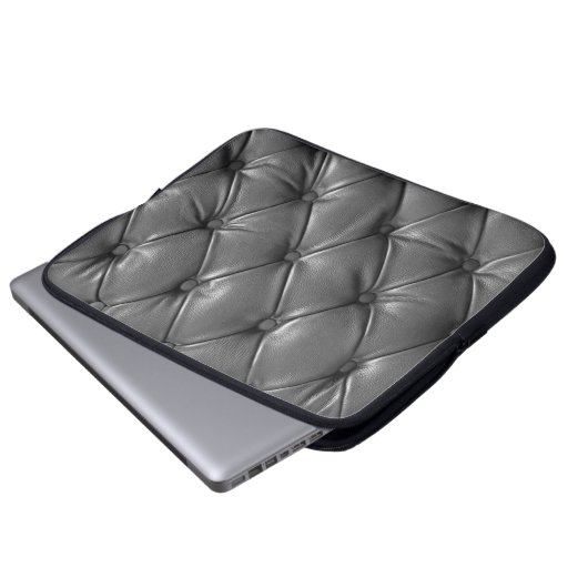 Muster aus schwarzem echtem Leder mit Laptopschutzhülle (Vorne Knopf)