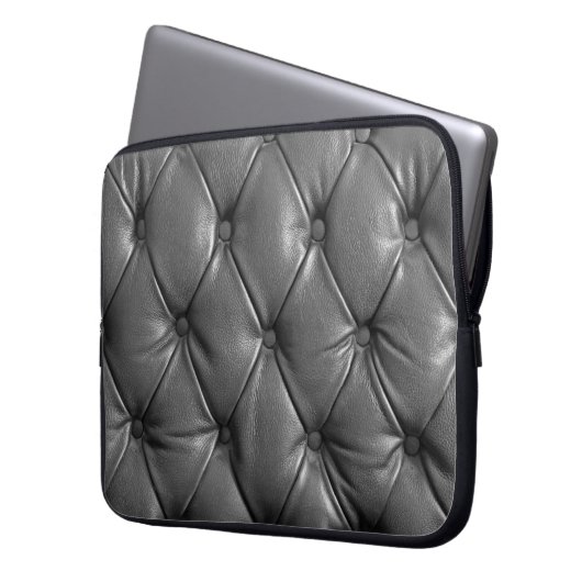 Muster aus schwarzem echtem Leder mit Laptopschutzhülle (Vorderseite Links)