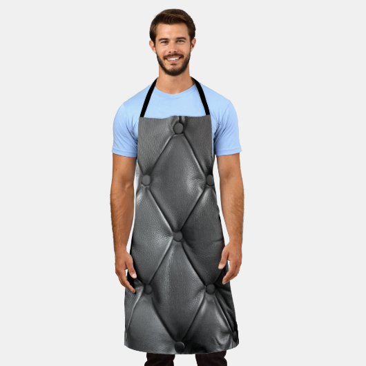 Muster aus schwarzem echtem Leder mit Schürze (Getragen)