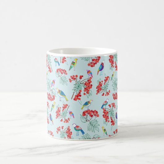 Muster aus Vögeln und Beeren Kaffeetasse (Mittel)