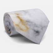 Muster aus weißem Grau- und Goldmarmor Krawatte (Gerollt)