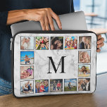 Muster aus weißem Marmor Laptopschutzhülle<br><div class="desc">Erstellen Sie Ihre eigene personalisierte 14-Foto-Collage Laptop-Hülle mit Ihren individuellen Bildern und Monogramm auf einem eleganten,  weißen Marmorhintergrund.</div>
