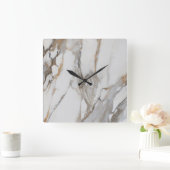 Muster aus weißem Marmor Moderne Uhr (Zuhause)