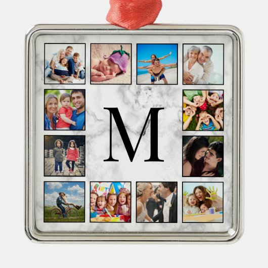 Muster aus weißem Marmor Ornament Aus Metall (Vorne)