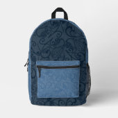 Muster-Backpack mit blauem Blattmuster Bedruckter Rucksack (Vorderseite)