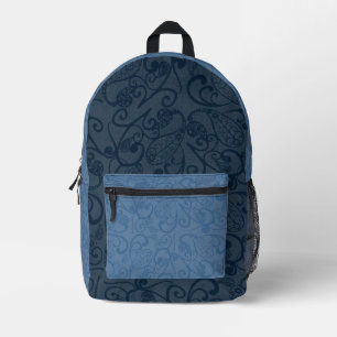 Muster-Backpack mit blauem Blattmuster Bedruckter Rucksack