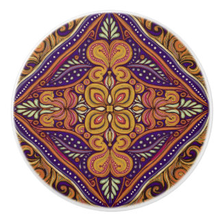 Muster Batik Gelb Blau Keramikknauf