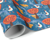 Muster bei niedlichen Katzen und Vögeln Geschenkpapier (Rolleneckpunkt)