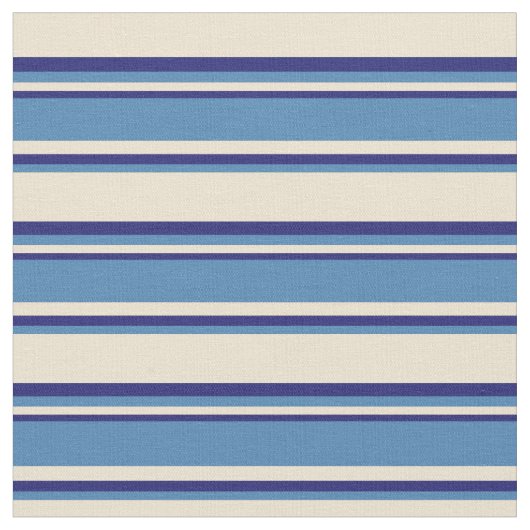 Muster Beige, Blau und Mitternacht Stoff (Nahaufnahme)