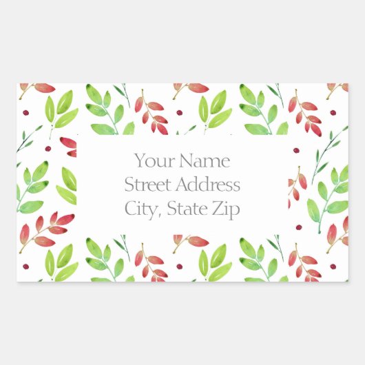 Muster-Blätter für gemischte rote, grüne Wasserfar Rechteckiger Aufkleber (Vorderseite)