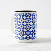 Muster Blau Floral Zweifarbige Tasse (Vorderseite Links)