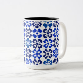 Muster Blau Floral Zweifarbige Tasse
