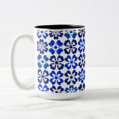 Muster Blau Floral Zweifarbige Tasse (Links)