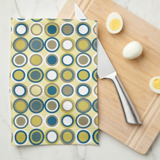 Muster Blau Gelb Tan Weiß aus den Kreisen Mitte de Geschirrtuch (Viertel Falte)