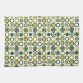 Muster Blau Gelb Tan Weiß aus den Kreisen Mitte de Geschirrtuch (Horizontal)