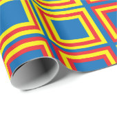 Muster Blau-Gelb und Rot Geschenkpapier (Rolleneckpunkt)