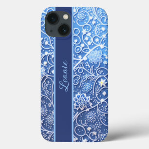 Muster blau mit Blumen und Ranken Case-Mate iPhone Hülle