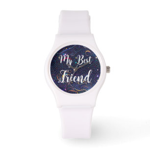 Muster blau mit buntem Konfetti Armbanduhr