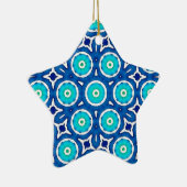 Muster Blau und Weiß Weihnachtskreis Keramikornament (Rechts)