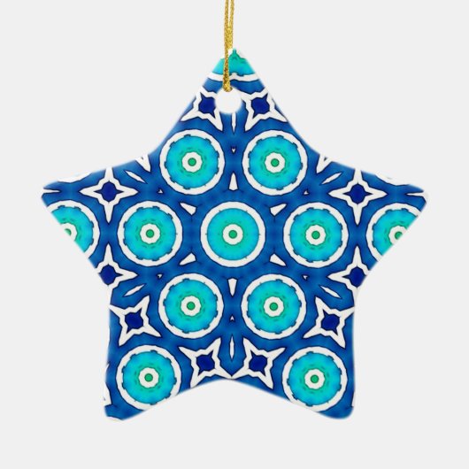 Muster Blau und Weiß Weihnachtskreis Keramikornament (Vorne)