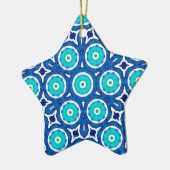 Muster Blau und Weiß Weihnachtskreis Keramikornament (Links)