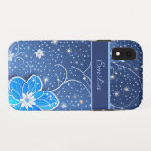 Muster blau weiß mit Blumen Case-Mate iPhone Hülle (Rückseite (Horizontal))