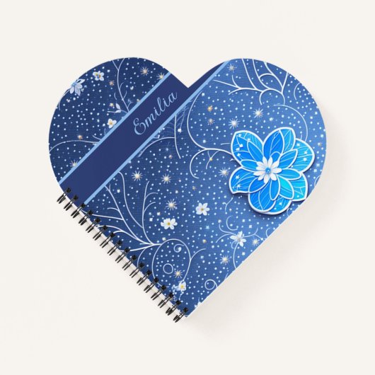 Muster blau weiß mit Blumen Notizblock (Vorderseite)