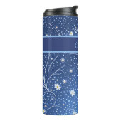 Muster blau weiß mit Blumen Thermosbecher (Nach links gedreht)