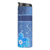 Muster blau weiß mit Blumen Thermosbecher (Nach rechts gedreht)