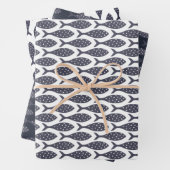 Muster blaue, weiße Papiertücher Geschenkpapier Set (Beispiel)