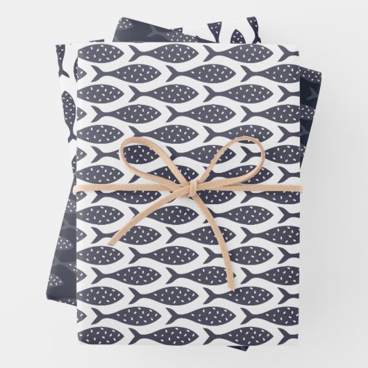 Muster blaue, weiße Papiertücher Geschenkpapier Set (Beispiel)